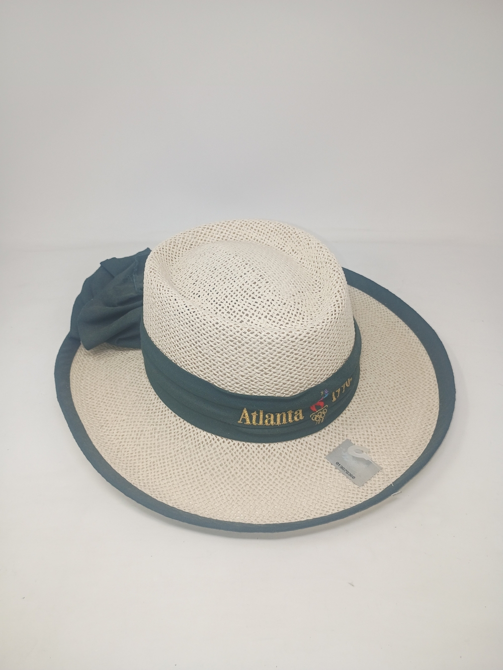 Vintage Atlanta 1996 Olympics Embroidered Straw Sun Hat with Teal Trim - Picture 2 of 12